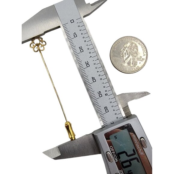 Gold Tone Opal Stick Lapel Pin - Picture 4 of 5